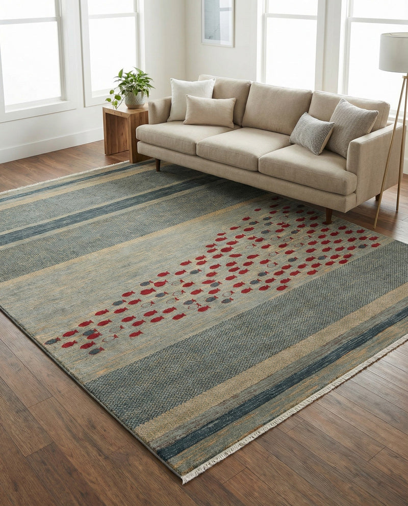 Zagros Oasis Collection Area Rug -  Kermanshah Square Blue  lifestyle 60