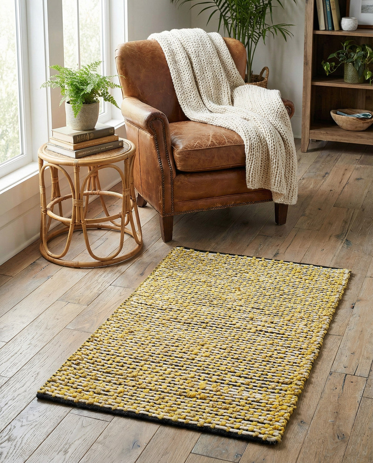 Coastal Haven Striped Jute Collection Area Rug - Marina Rectangle Yellow and Navy  lifestyle 31