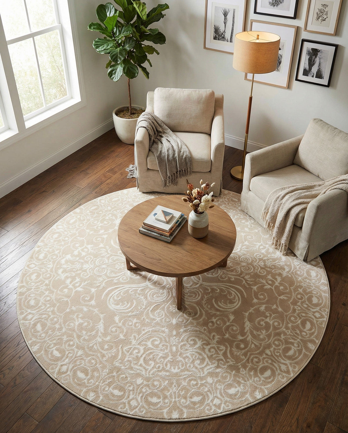 Andes Summit Collection Area Rug -  Lanín Round Beige  lifestyle 91