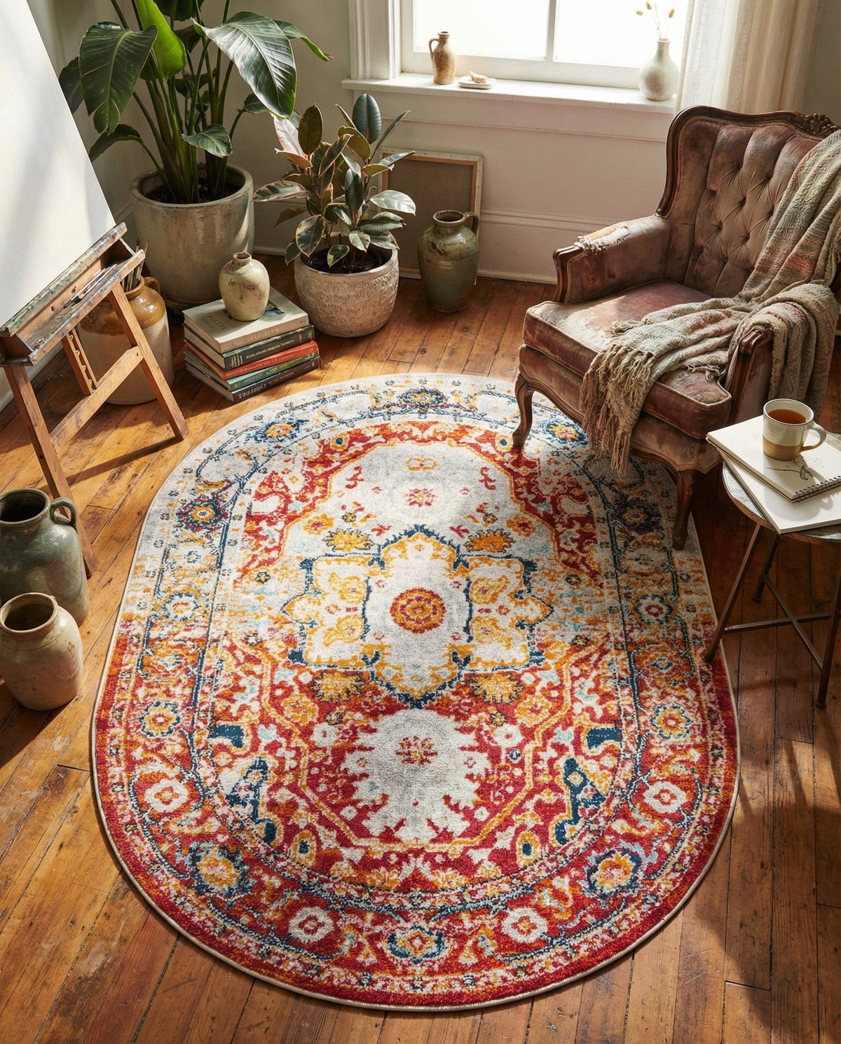 Parisian Elegance Collection Area Rug - Versailles (Rust Red) Oval Rust Red  lifestyle 85