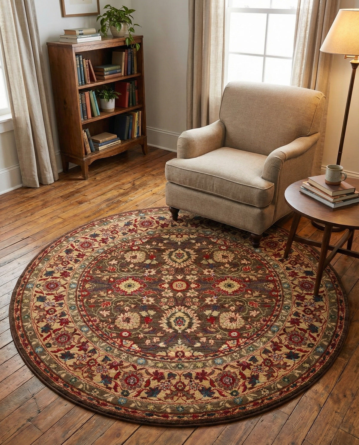 Chelsea Elegance Collection Area Rug -  Osterley Round Light Brown  lifestyle 190