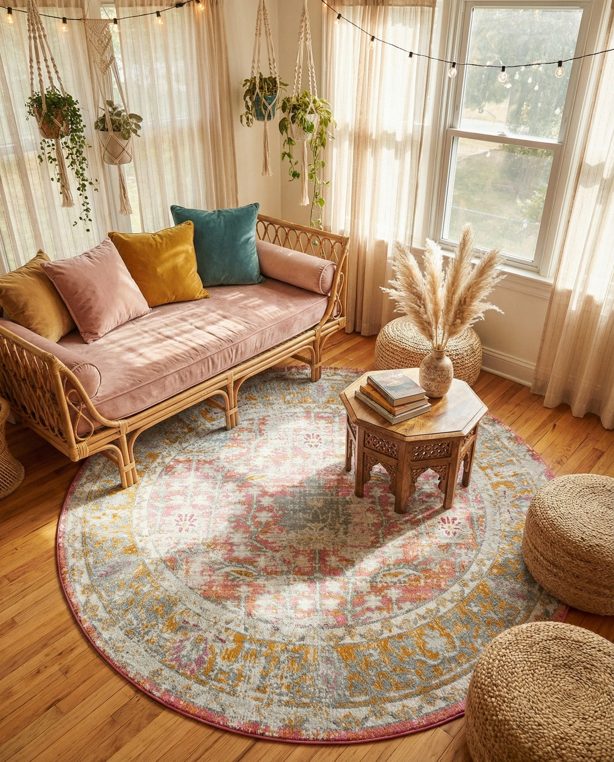 Arcadia Rugs Collection Area Rug -  Olympus Round Pink  lifestyle 77