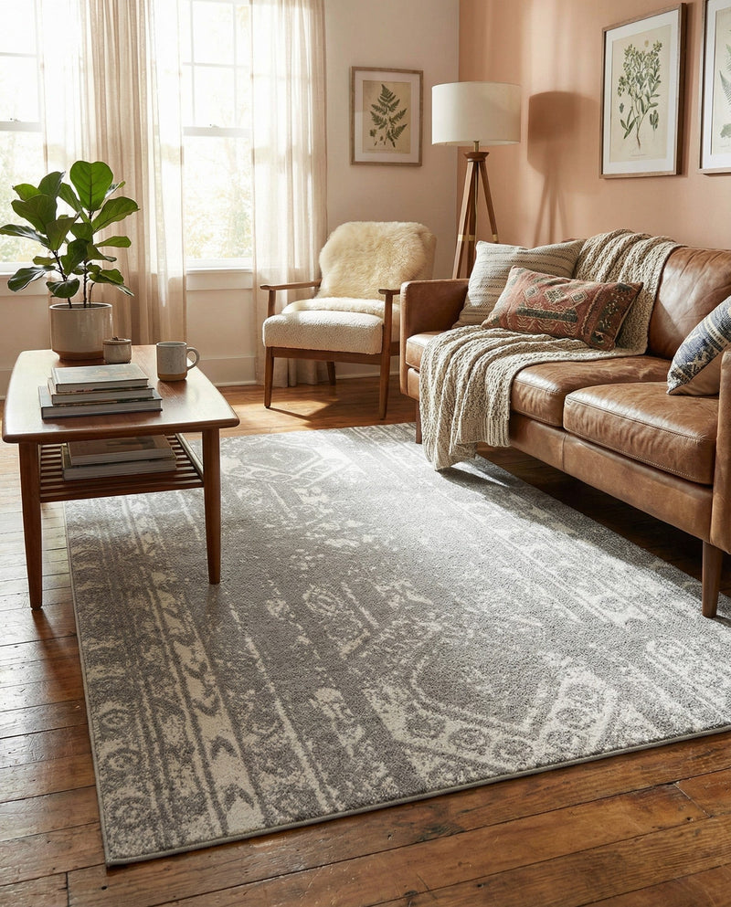 Brighton Stripes Collection Area Rug - Sussex (Gray and Ivory) Rectangle Gray and Ivory  lifestyle 16