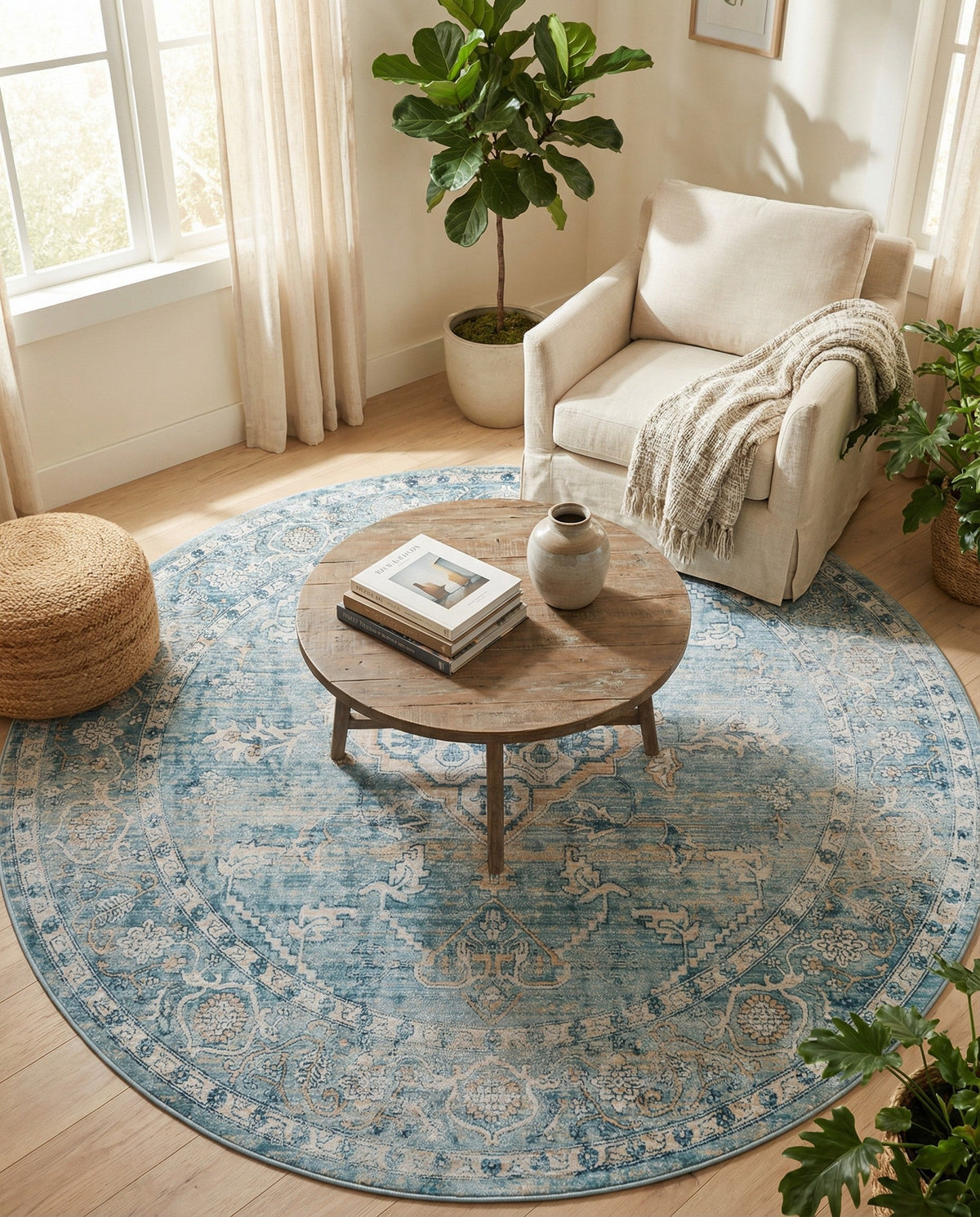 Coastal Haven Collection Area Rug -  Marina Round Blue  lifestyle 90