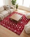 Berber Lattice Shag Collection Area Rug - Atlas (Burgundy Red) Square Burgundy Red  lifestyle 61