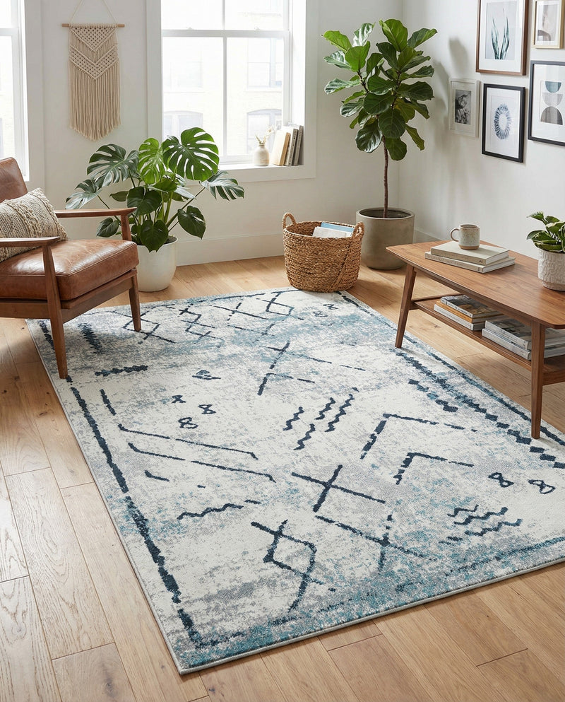 Aegean Elegance Washables Collection Area Rug - Santorini Rectangle Ivory Gray  lifestyle 54