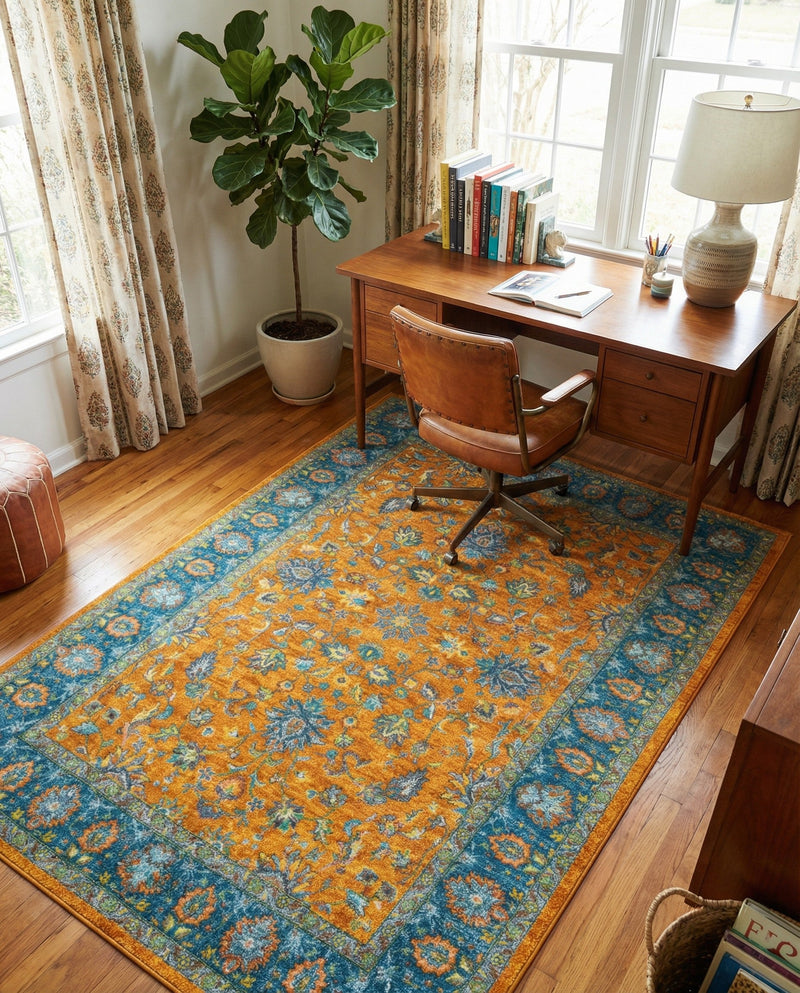 Casablanca Tapestry Collection Area Rug -  Marrakech (Sunshine Yellow) Rectangle Sunshine Yellow  lifestyle 12
