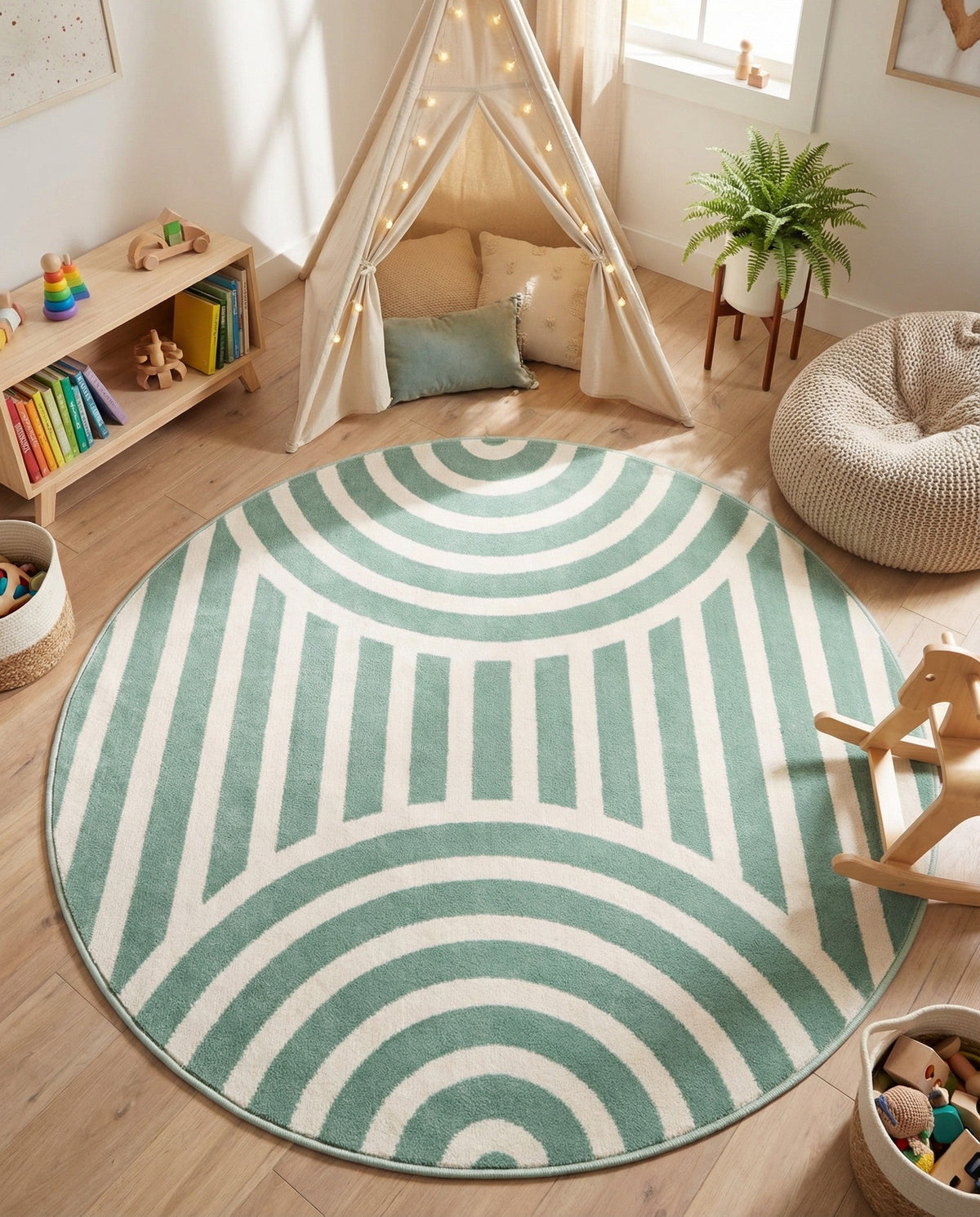 Wonder Tykes Collection Area Rug -  Joydale Round Soft Green  lifestyle 174