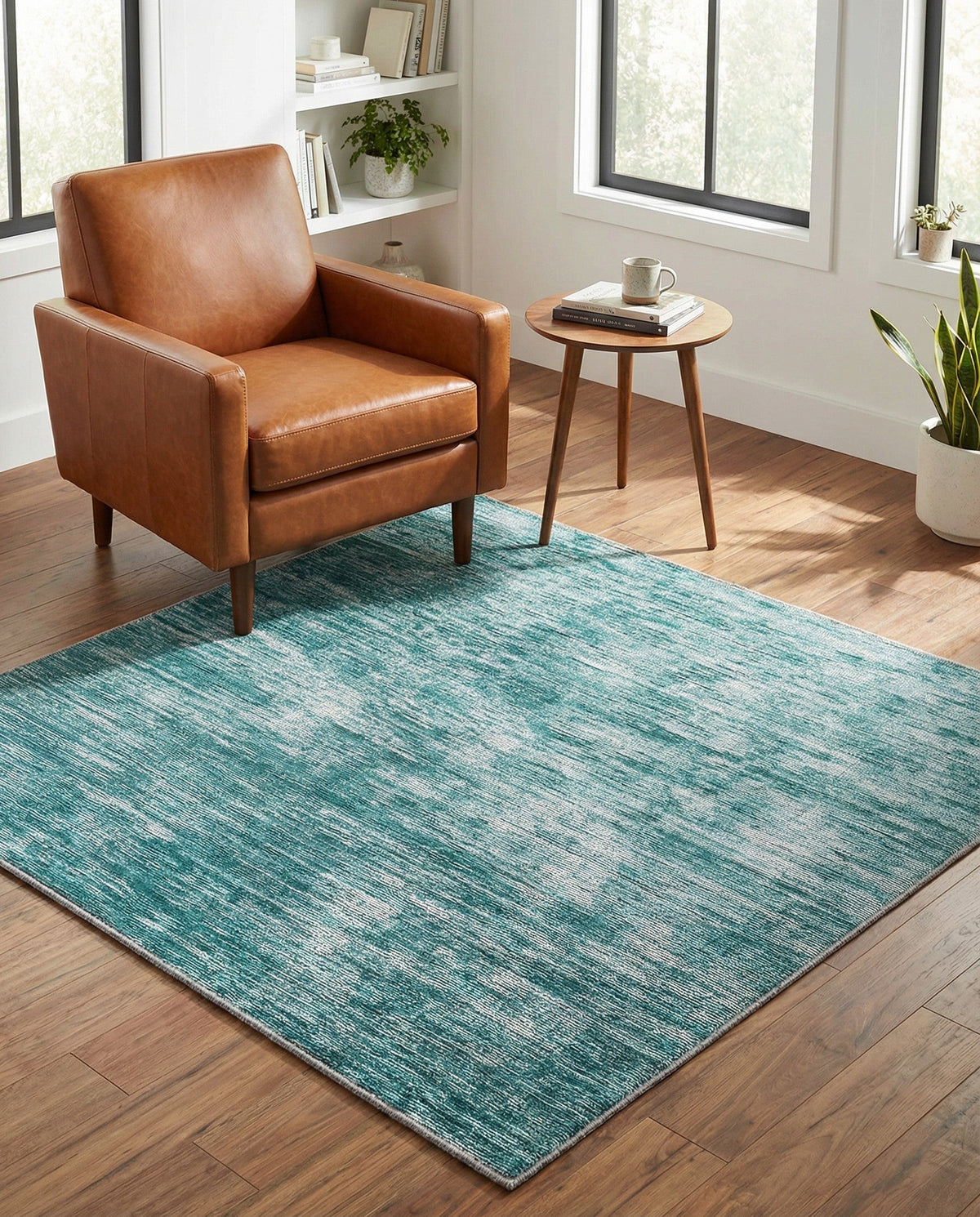 Sahara Essence Collection Area Rug - Oasis (Teal) Square Teal  lifestyle 89