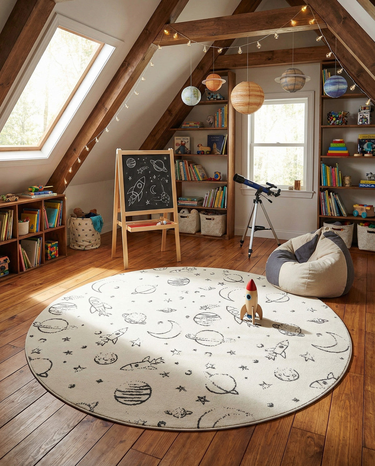 Wonder Tykes Collection Area Rug -  Jigsaw Round Ivory  lifestyle 91