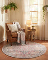 Vintage Memories Collection Area Rug - Echoes Round Beige pink  lifestyle 50