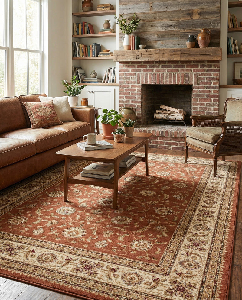 Jaipur Elegance Collection Area Rug -  Nahargarh (Brick Red Light Rose) Rectangle Brick Red Light Rose  lifestyle 5