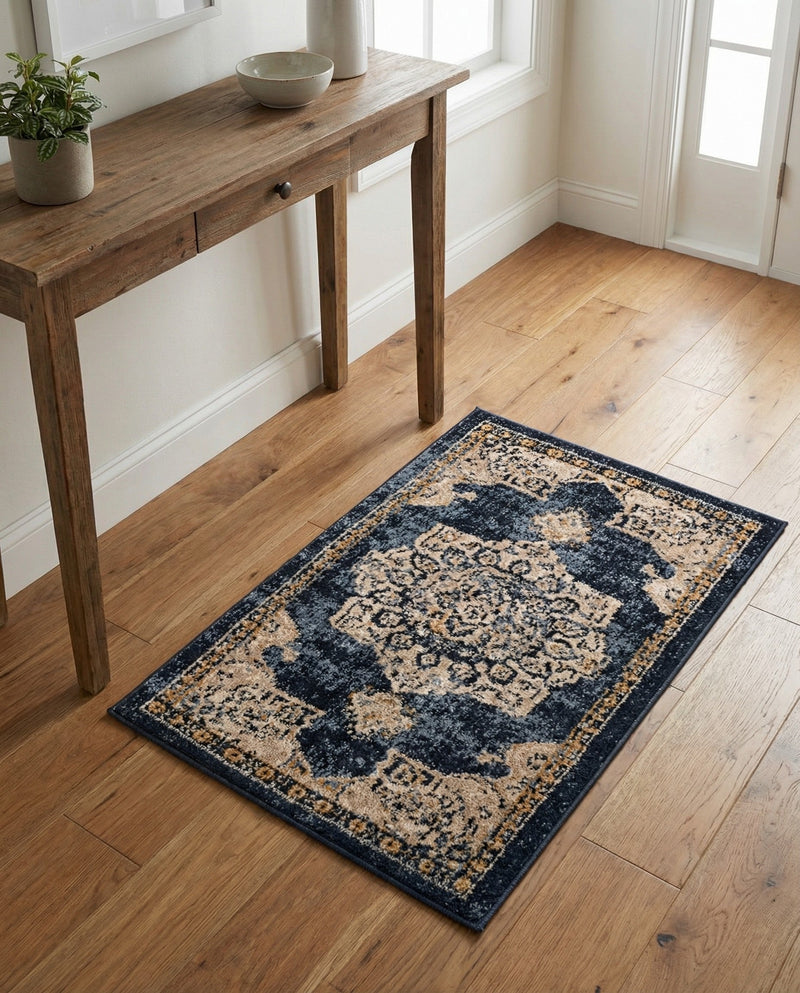 Eden Oasis Collection Area Rug -  Tranquility (Navy Blue) Rectangle Navy Blue  lifestyle 25