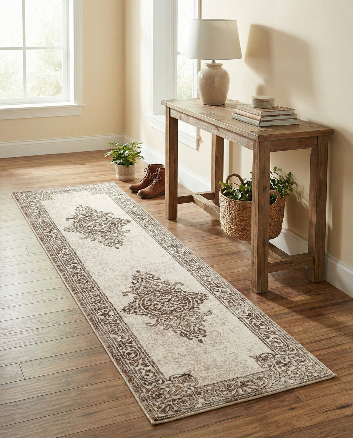 Sanctuary Retreat Collection Area Rug - Haven Runner Chocolate Brown  lifestyle 100