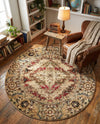 Neptune Elegance Collection Area Rug -  Naiad Round Burgundy Beige  lifestyle 48