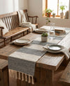 Tassel Trail Collection Area Rug - Pathway (Gray) Table Runner Gray  lifestyle 47