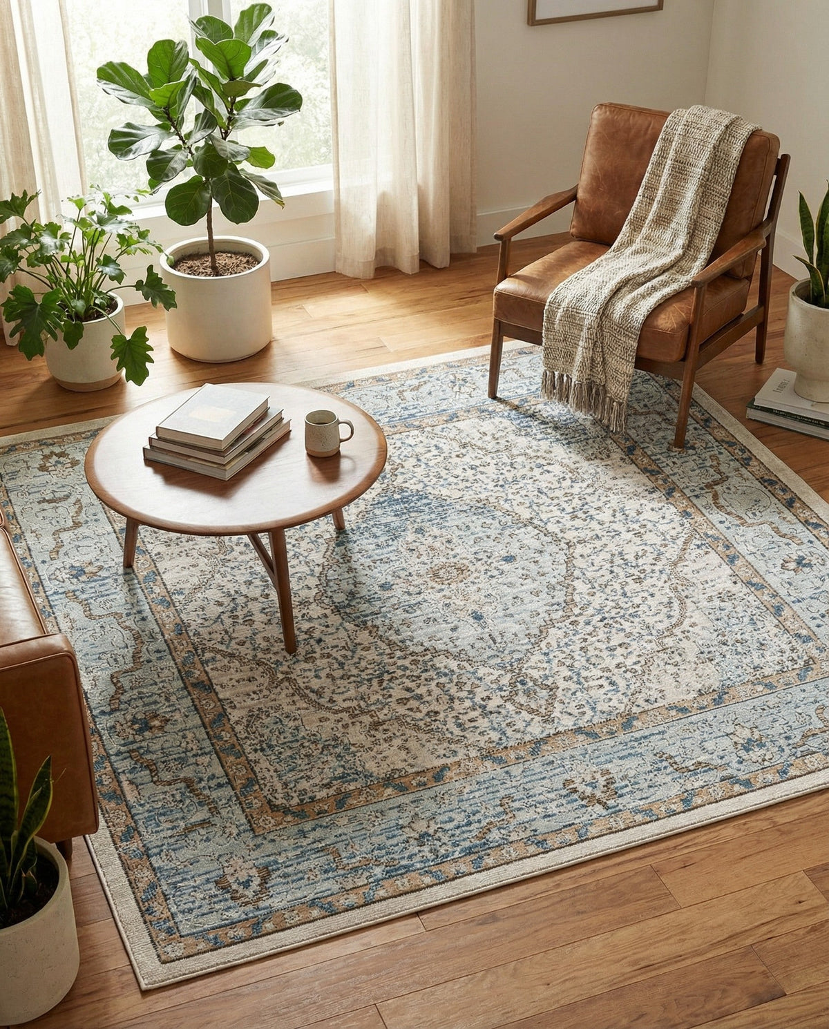 Mykonos Manor Collection Area Rug - Delos Square Blue  lifestyle 195