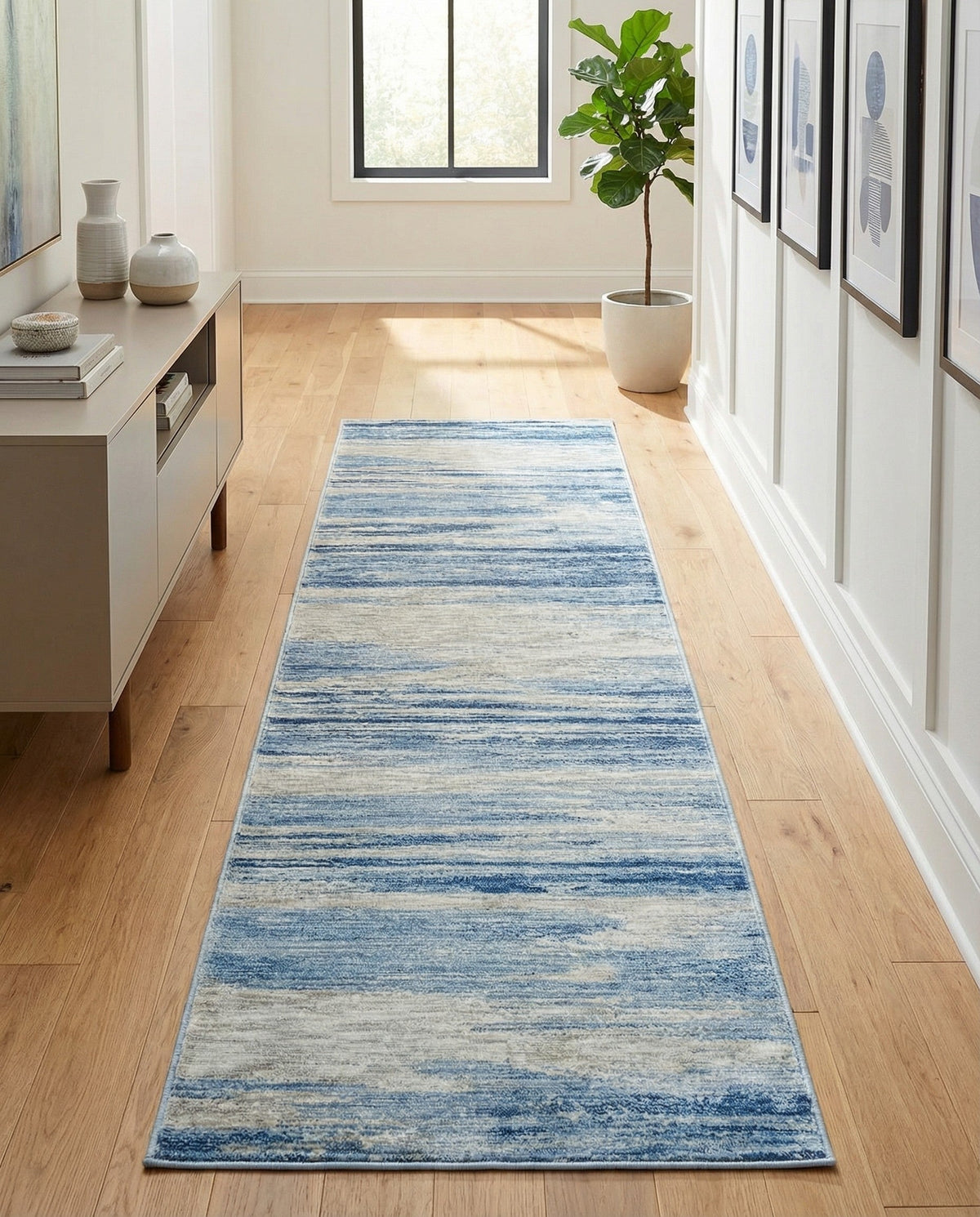 Zagros Shades Collection Area Rug -  Sepidan Runner Blue Ivory  lifestyle 32