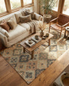 Benares Handwoven Jute Collection Area Rug - Ganges Rectangle Blue and Green  lifestyle 23