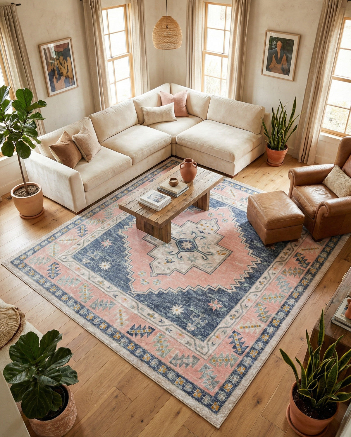 Savannah Series Collection Area Rug -  Augusta (French Blue) Square French Blue  lifestyle 97