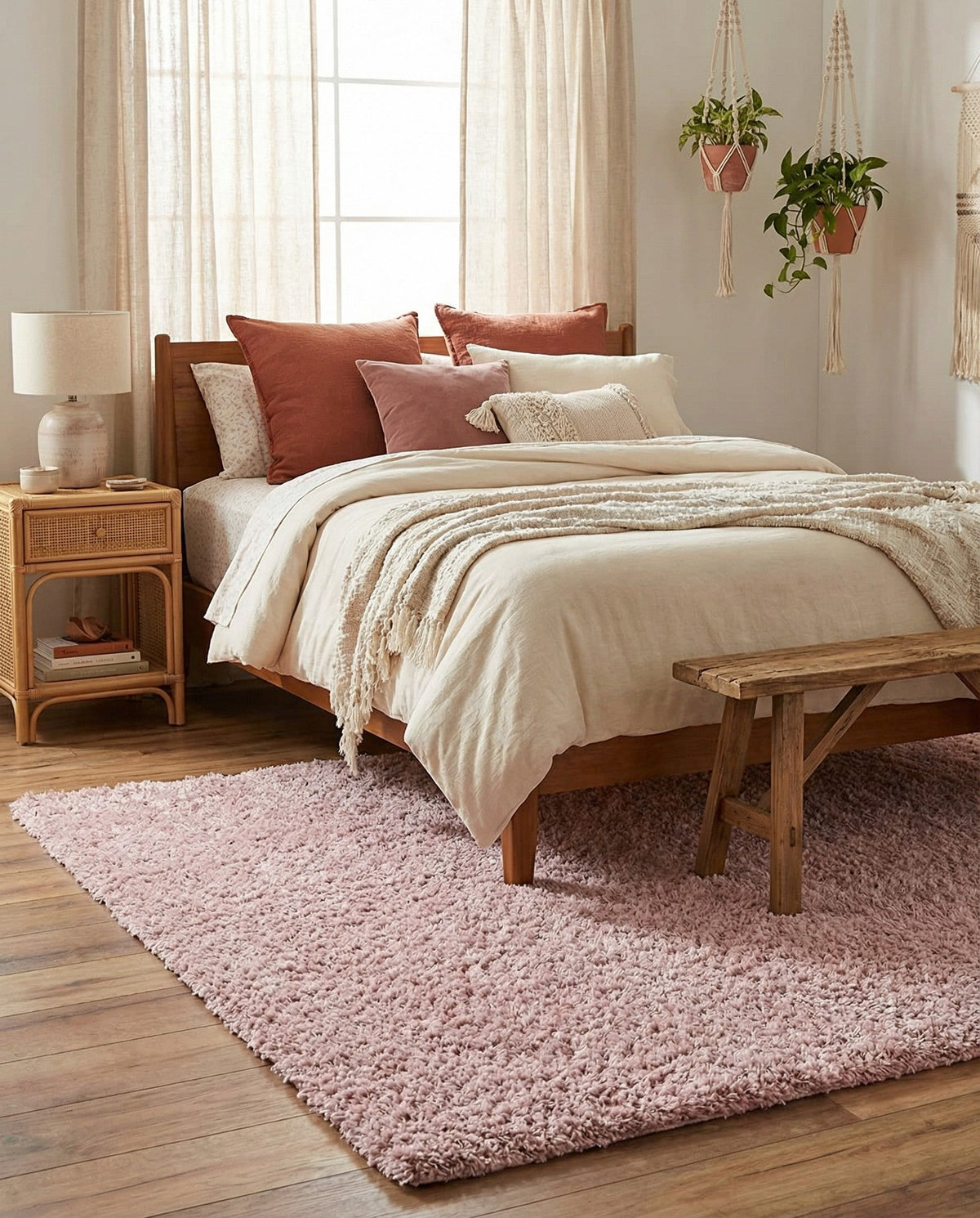 Cozy Comfort Shag Collection Area Rug - Haven (Pink) Rectangle Pink  lifestyle 18