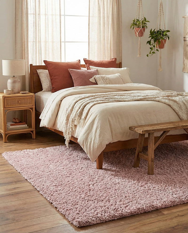 Cozy Comfort Shag Collection Area Rug - Haven (Pink) Rectangle Pink  lifestyle 18