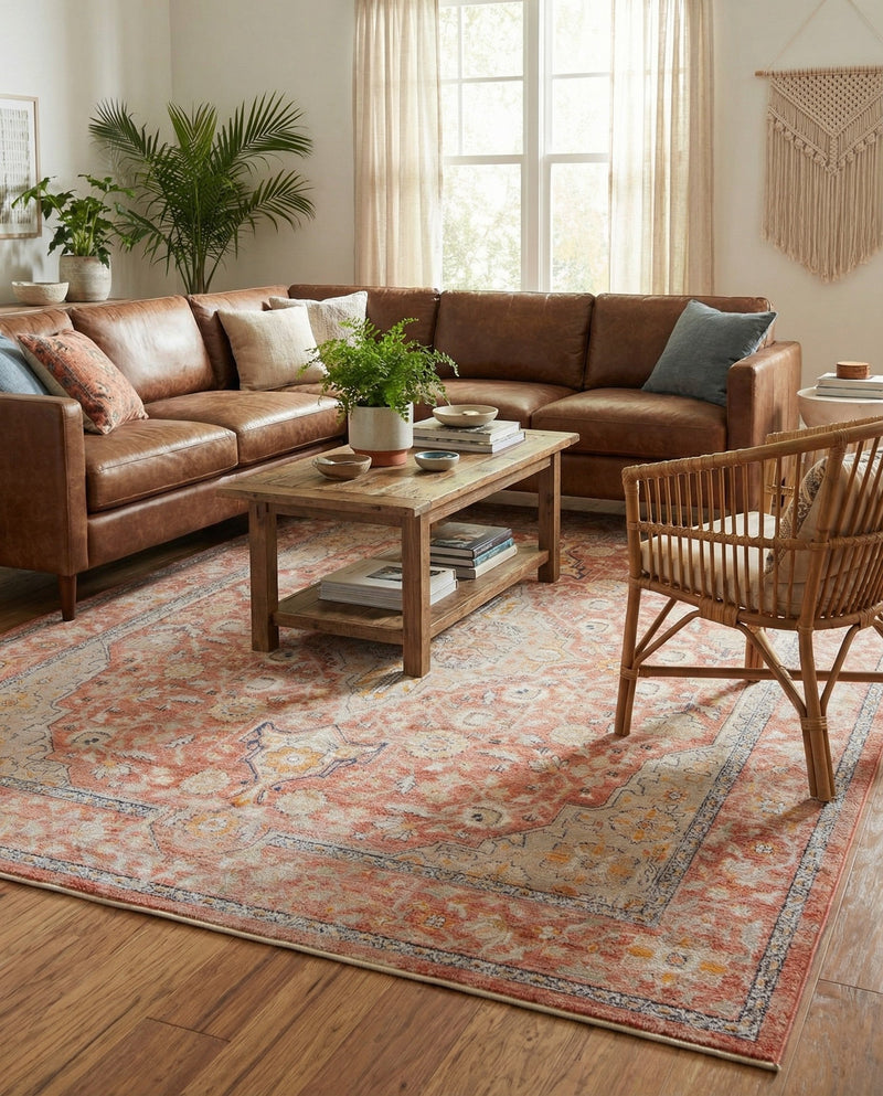 Seville Stripes Collection Area Rug - Cadiz (Brick Red) Rectangle Brick Red  lifestyle 13
