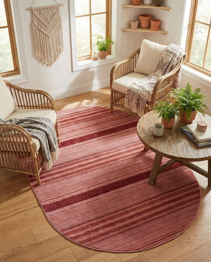 Jewel Oasis Collection Area Rug - Sapphire (Rusty Pink Rose) Oval Rusty Pink Rose  lifestyle 45