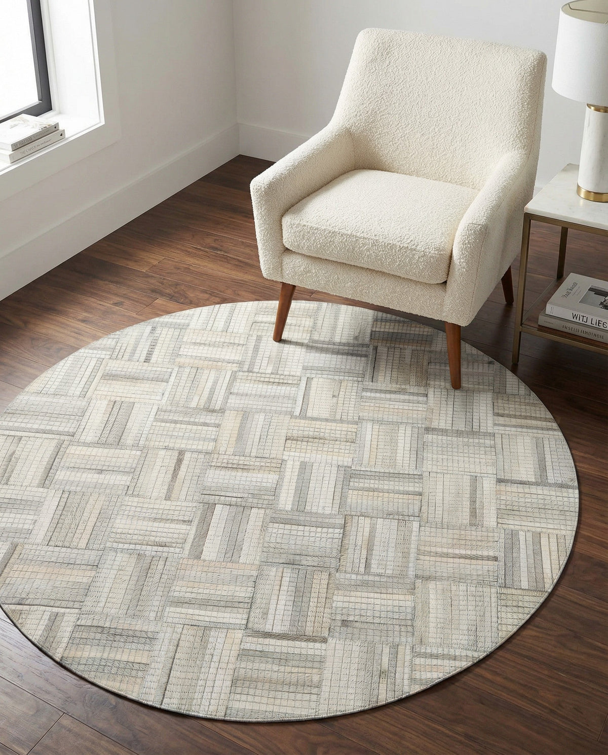 Savannah Hideaway Collection Area Rug - Savannah Round Light Brown Ivory  lifestyle 48