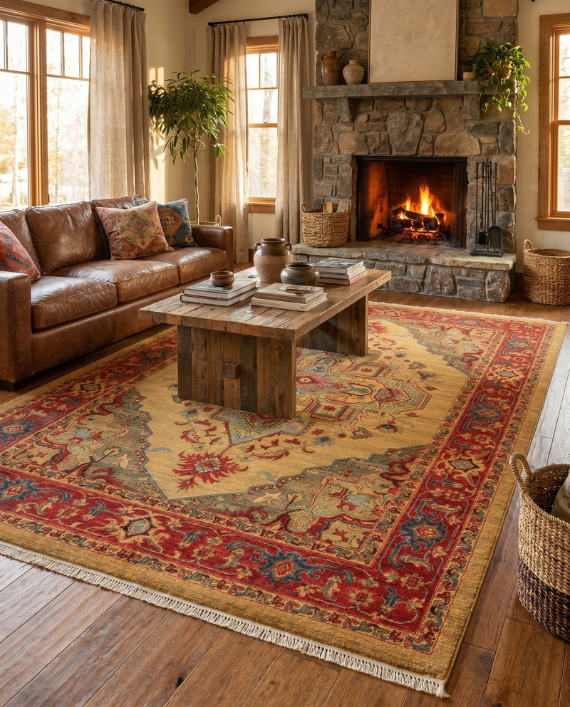 Persian Elegance Collection Area Rug -  Golestan Rectangle Tan  lifestyle 42