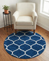 Trellis Mosaic Collection Area Rug -  Pergolatown (Navy Blue) Round Navy Blue  lifestyle 67