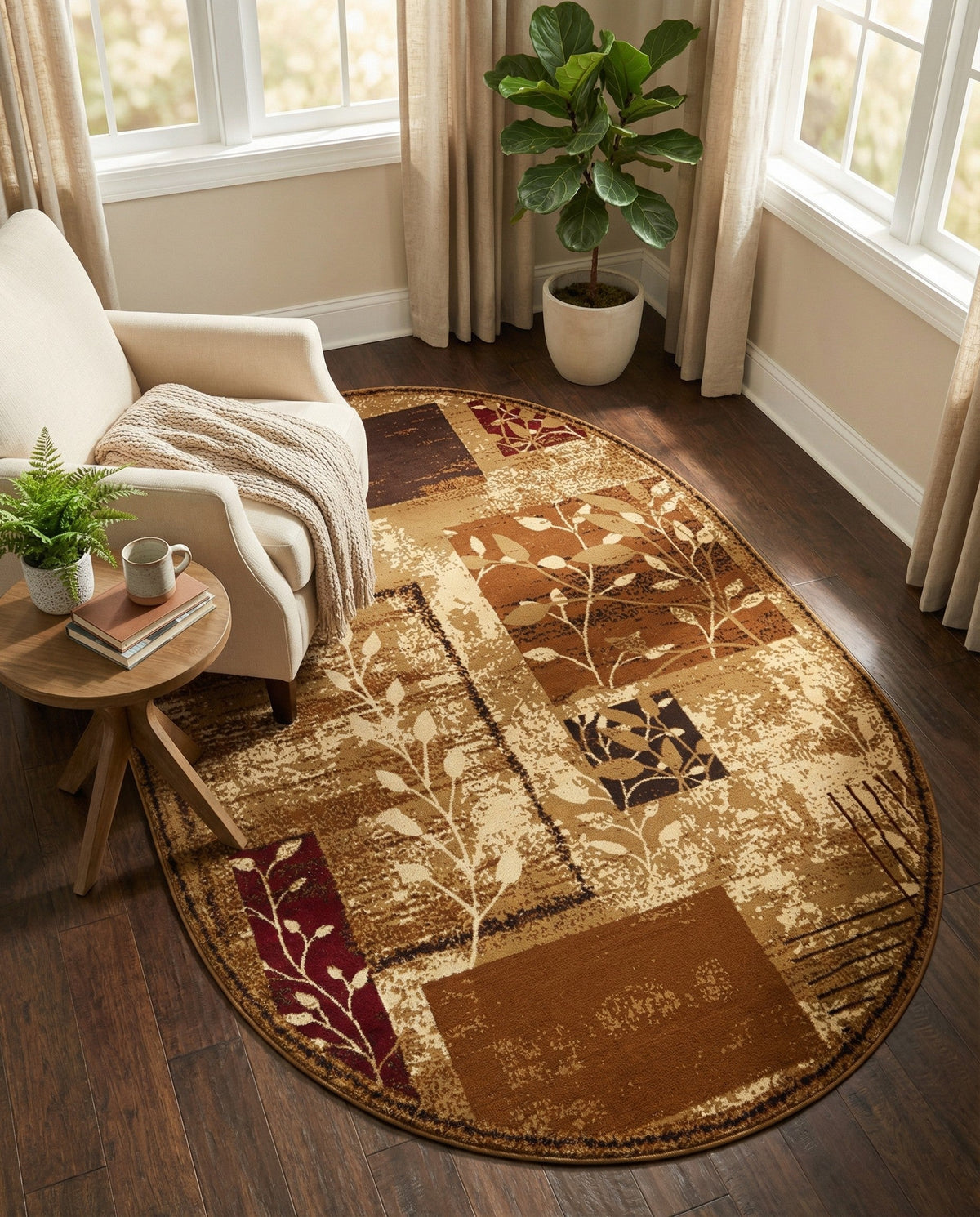 Bistro Lounge Collection Area Rug -  Affogato Oval Beige  lifestyle 155