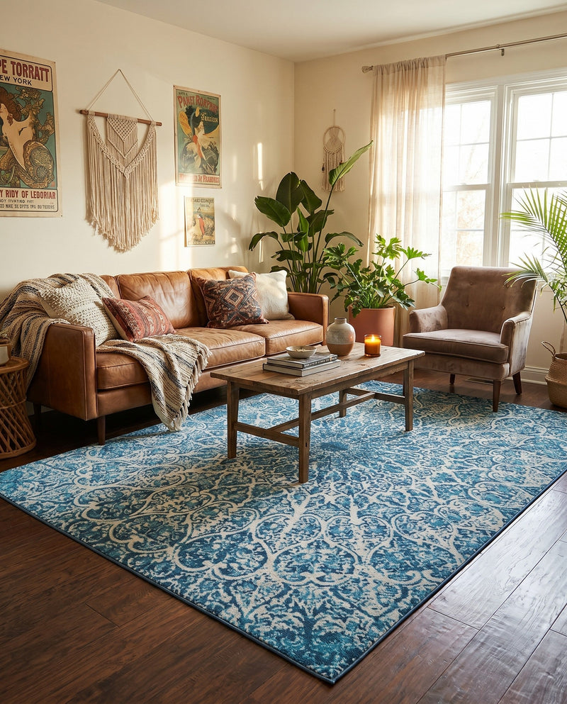 Riviera Elegance Collection Area Rug -  Eze Rectangle Turquoise  lifestyle 20