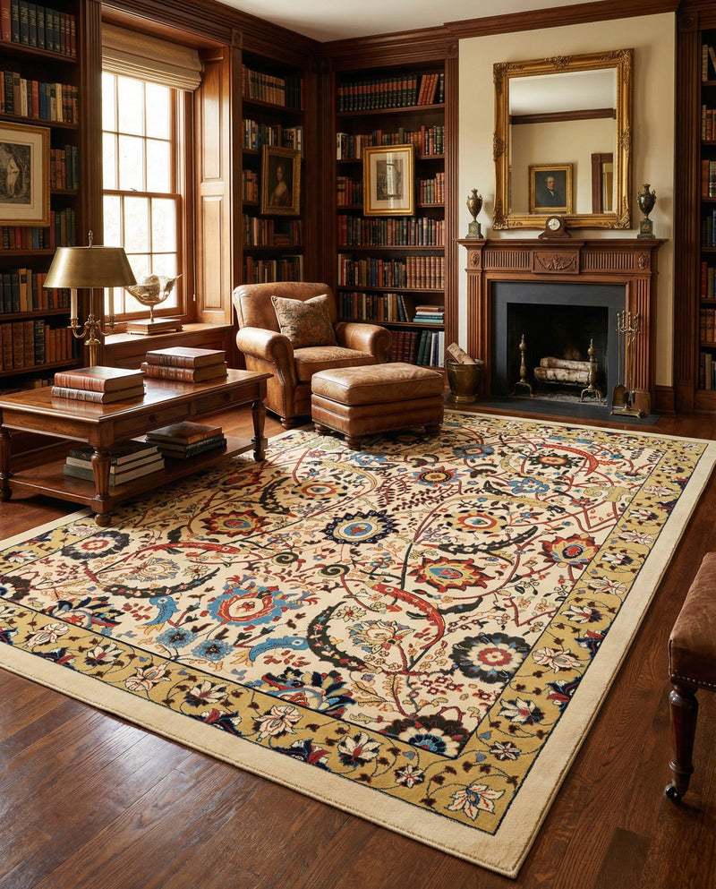 Tabriz Tapestry Collection Area Rug - Sahand (Cream) Rectangle Cream  lifestyle 4