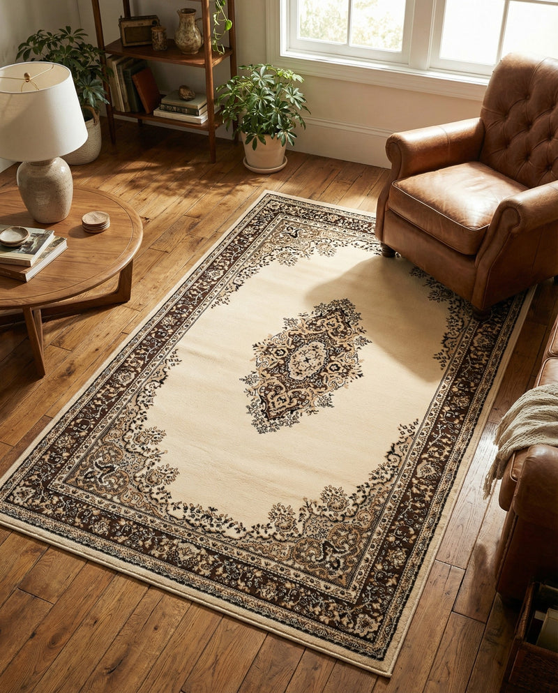 Tabriz Tapestry Collection Area Rug - Azerbaijan (Ivory) Rectangle Ivory  lifestyle 4