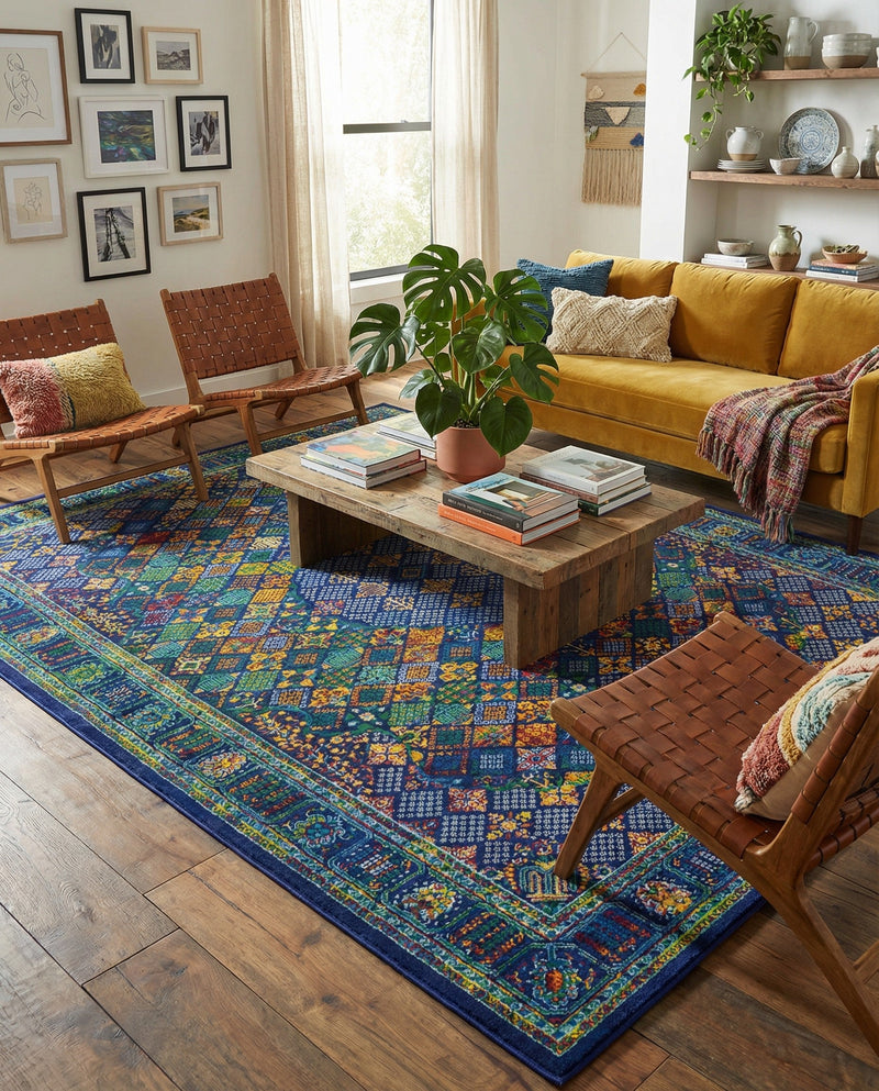 Caribbean Cove Collection Area Rug -  Mustique Rectangle Navy Blue  lifestyle 42