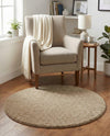 Cozy Comfort Shag Collection Area Rug - Haven (Khaki) Round Khaki  lifestyle 66