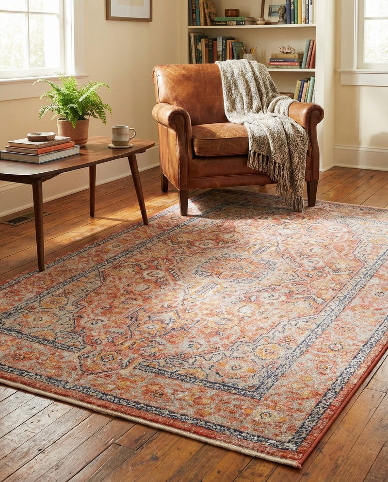 Seville Stripes Collection Area Rug - Cadiz (Brick Red) Rectangle Brick Red  lifestyle 33