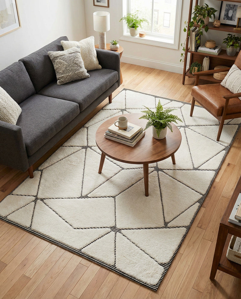 Monochrome Collection Area Rug -  Onyx Rectangle Ivory White  lifestyle 42