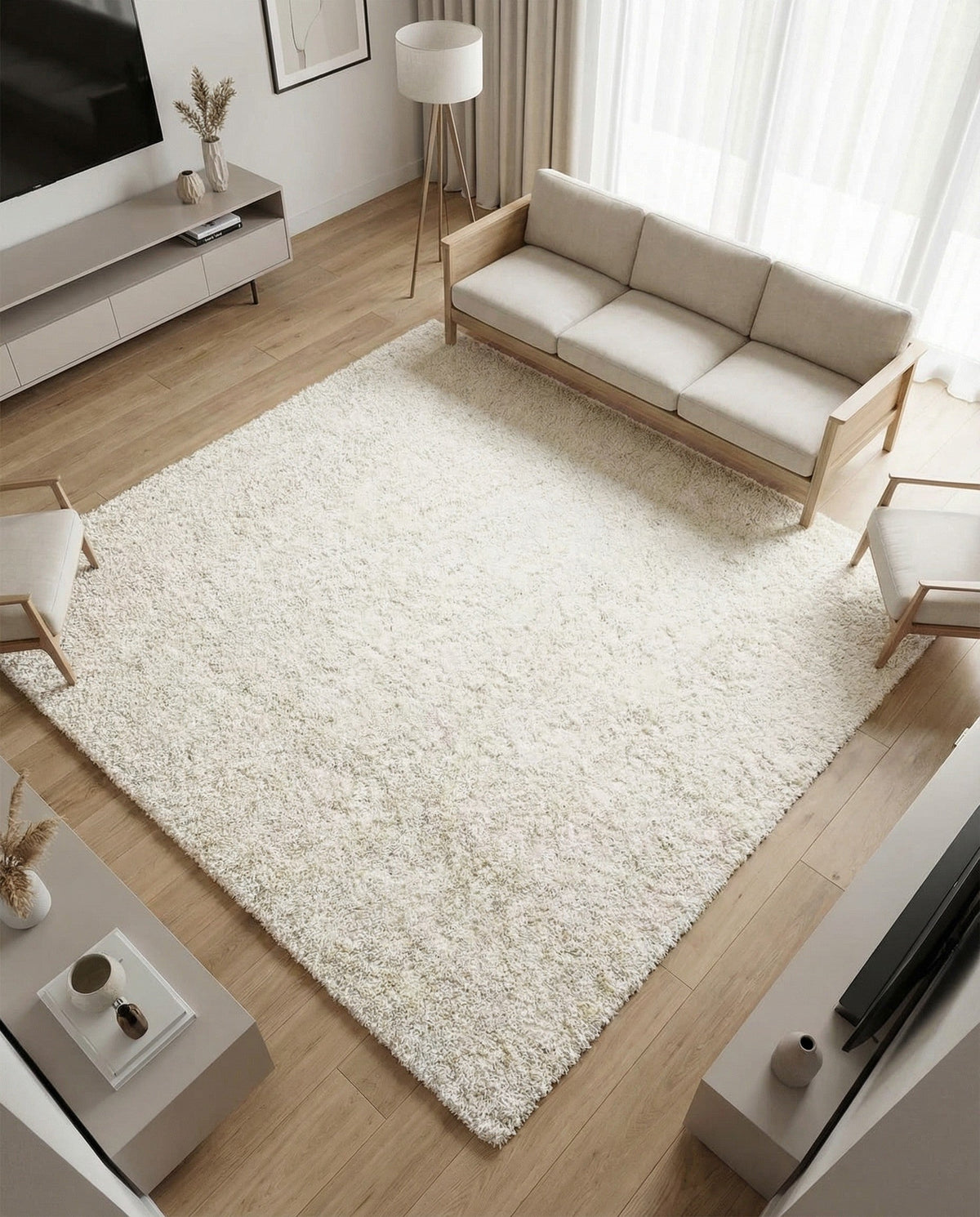 Plush Oasis Collection Area Rug - Serenity (Snow White) Square Snow White  lifestyle 105