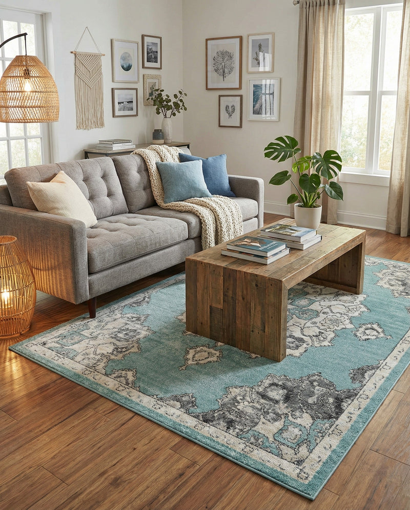 Beverly Grove Collection Area Rug - Melrose (Aqua) Rectangle Aqua  lifestyle 26