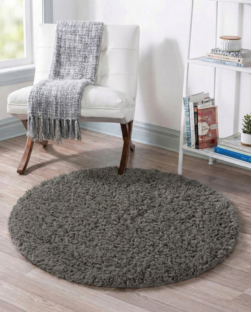Eternal Plush Oasis Collection Area Rug -  Tranquility (Smoke) Round Smoke  lifestyle 67