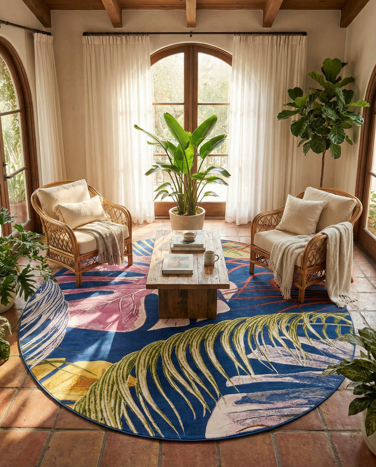 Meadow Breeze Collection Area Rug -  Clover Round Multi  lifestyle 164