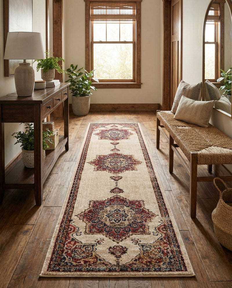 Eden Oasis Collection Area Rug -  Tranquility (Cream) Runner Cream  lifestyle 52
