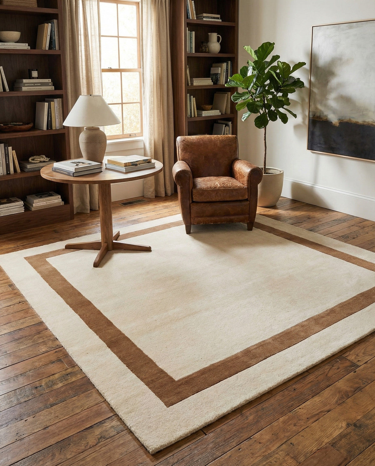 Savannah Borders Wool Collection Area Rug - Chatham Square Ivory  lifestyle 181