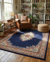 Tabriz Tapestry Collection Area Rug - Azerbaijan (Navy Blue) Rectangle Navy Blue  lifestyle 12