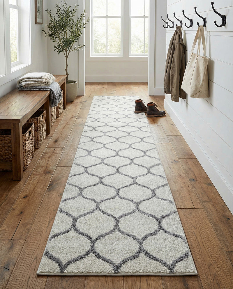 Trellis Mosaic Collection Area Rug -  Pergolatown (Ivory) Runner Ivory  lifestyle 71