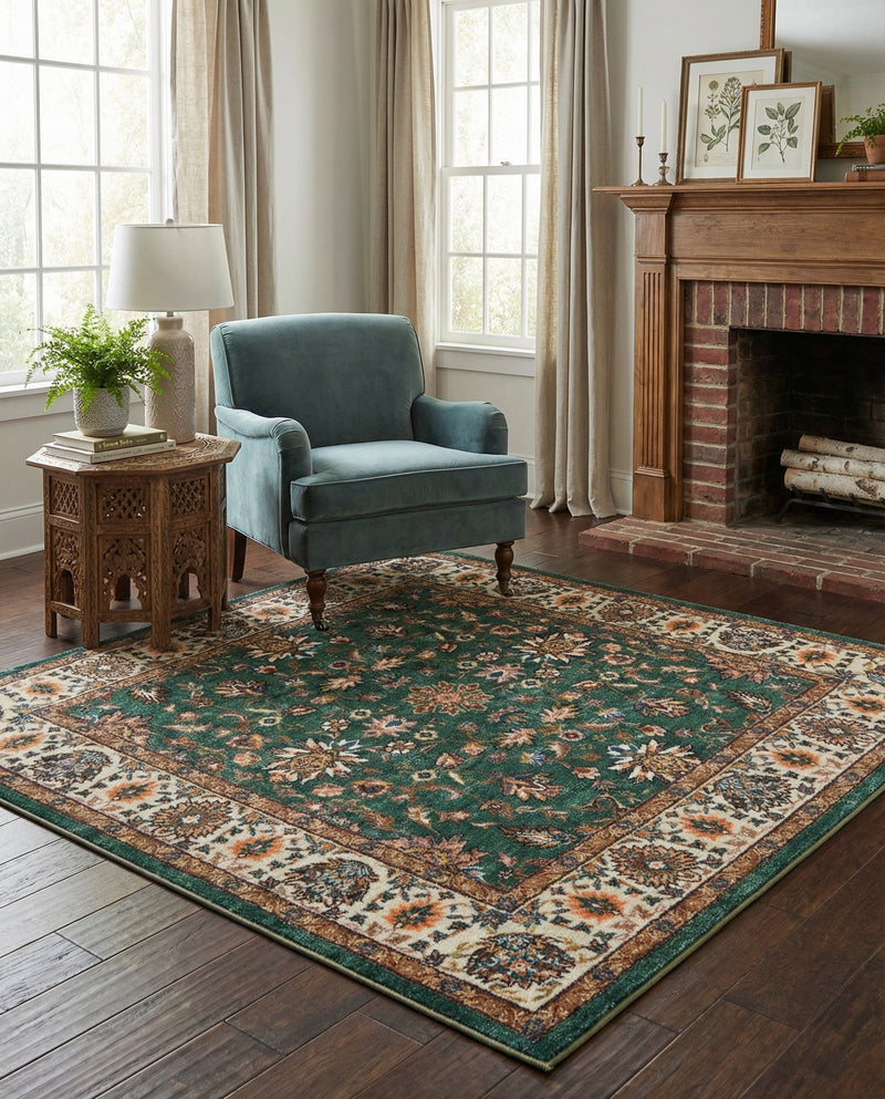 Casablanca Tapestry Collection Area Rug -  Marrakech (Emerald Green) Square Emerald Green  lifestyle 53