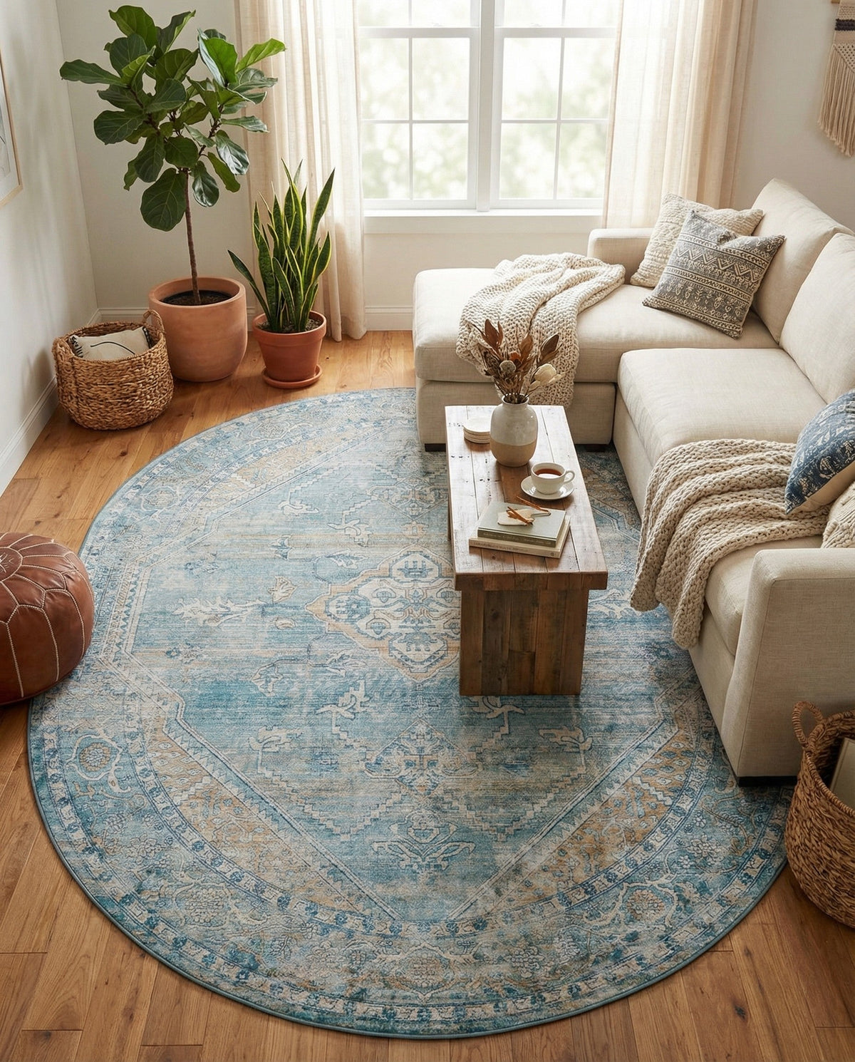 Coastal Haven Collection Area Rug -  Marina Oval Blue  lifestyle 197