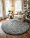 Eternal Plush Oasis Collection Area Rug -  Tranquility (Ash) Round Ash  lifestyle 32